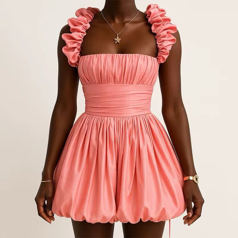 Ruffle Bloom Bubble Hem Mini Dress