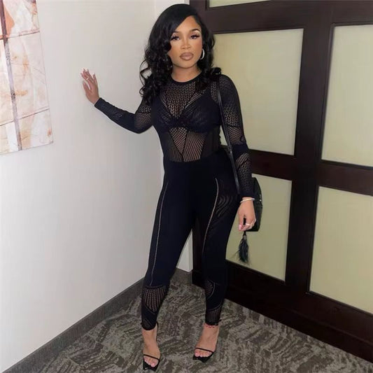 Mesh Contour Illusion Jumpsuit