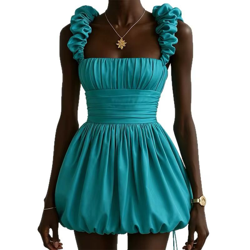 Ruffle Bloom Bubble Hem Mini Dress