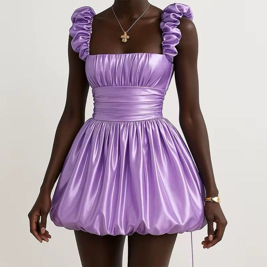 Ruffle Bloom Bubble Hem Mini Dress